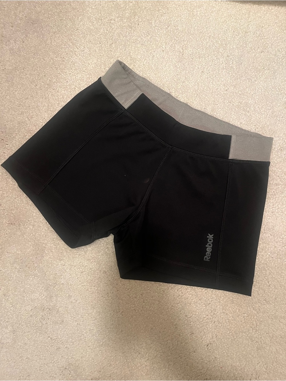 Reebok black and grey micro biker shorts size S